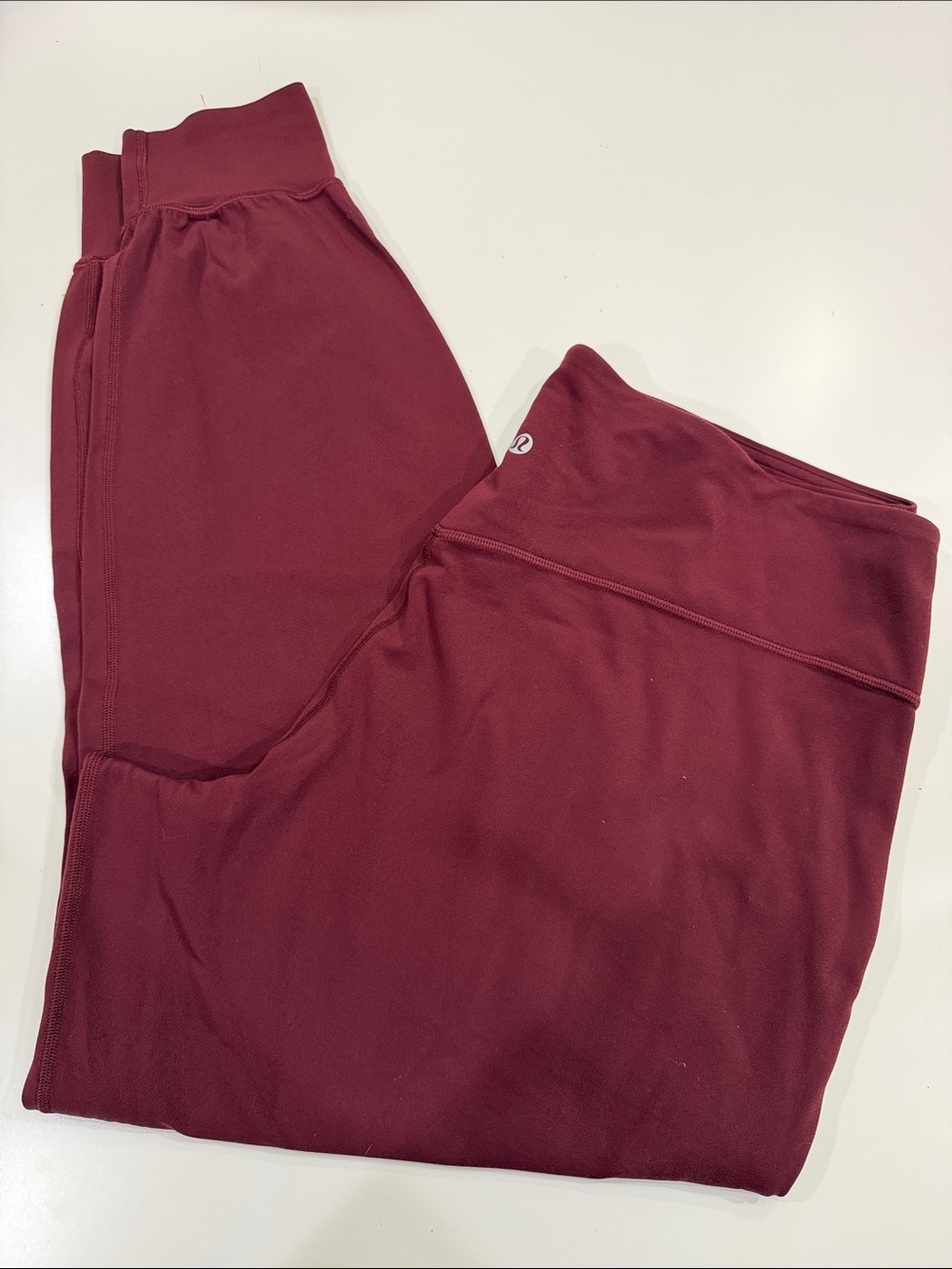 Lululemon Burgundy Athleisure Leggings with Lululemon Logo